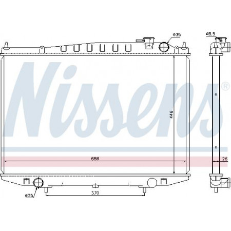 Radiator. motorkoeling Motorradiator past. NISSAN PICK UP 2.5D-3.2D NISSAN PICK UP (D22), Ridica, 01.1997 - Nissens 67356