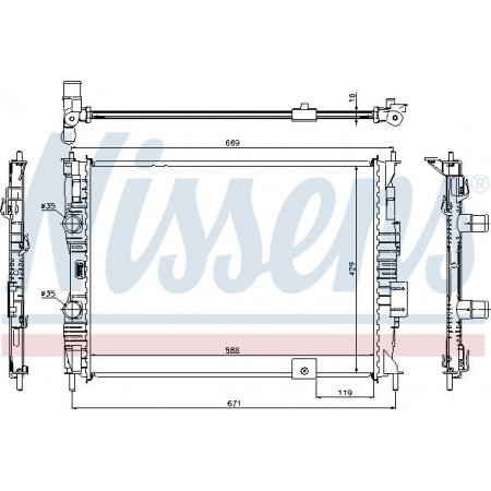 Radiateur, refroidissement du moteur NISSAN QASHQAI / QASHQAI +2 I (J10, NJ10, JJ10E), Crossover, 12.2006 - 04.2014 Nissens 67363