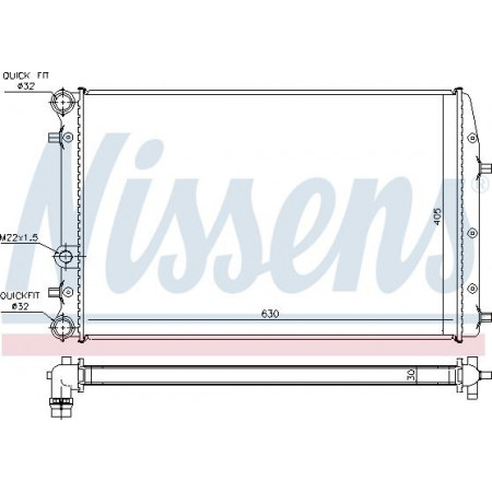 Radiator. motorkoeling Motorradiator past. SEAT CORDOBA IBIZA III SKODA FABIA I VW POLO 1.8-1.9D VW POLO (9N_), Hatchback, 10.2001 - 10.2014 Nissens 67322
