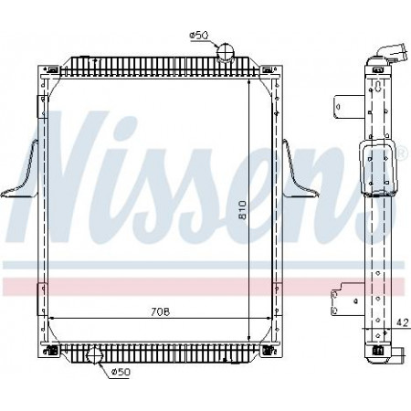 Radiator. engine cooling Engine radiator with frame fits. RVI KERAX MIDR06.20.45C-4-MIDR06.20.45D-41 06.97- RENAULT TRUCKS KERAX, 06.1997 - Nissens 67248