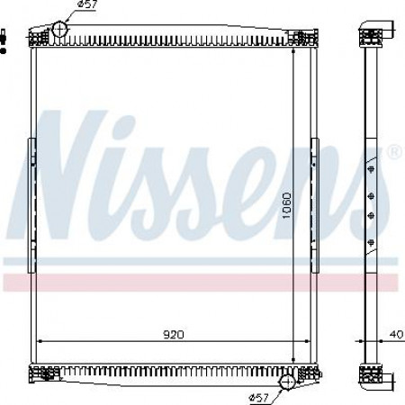 Radiator. motorkoeling Motorradiator zonder frame past. MAN LIONS COACH LIONS STAR D2866LOH20-D2876LOH03 01.93- MAN LIONS STAR, Bus, 03.1991 - Nissens 67258