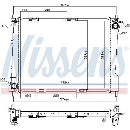 Radiator. engine cooling Engine radiator fits. RENAULT CLIO III 2.0 RENAULT CLIO III (BR0/1, CR0/1), Hatchback, 01.2005 - Nissens 67284
