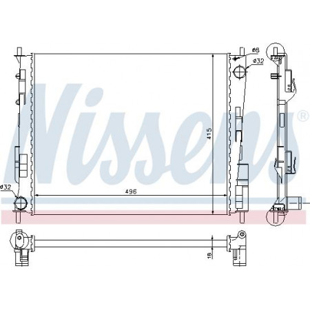 Radiateur. refroidissement du moteur Le radiateur du moteur s'adapte. RENAULT TWINGO II WIND 1.2-1.5D-1.6 RENAULT TWINGO II (CNO_), Fourgon à hayon, 09.2010 - 09.2014 Nissens 67286
