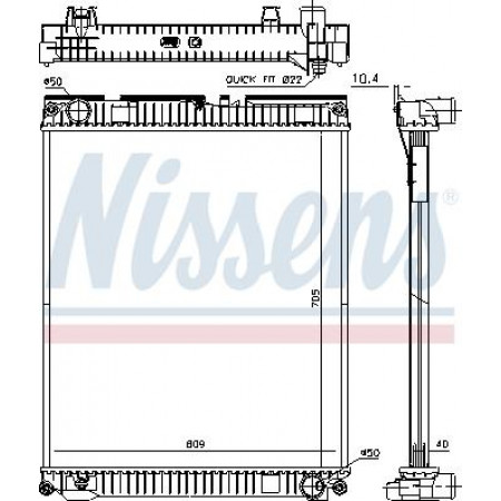 Radiator. engine cooling Engine radiator without frame fits. MAN TGL I TGL II TGM I TGM II D0834LFL40-D2676LFAE 01.04- MAN TGL (N14 / TG-L), 01.2004 - Nissens 67227