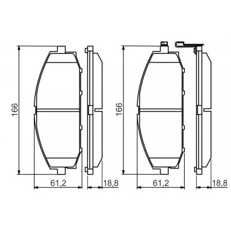 Set di pastiglie freno. Freno a disco Set di pastiglie freno Anteriore. NISSAN PATROL GR V2.8D-4.8 06.97- BOSCH 0 986 494 560