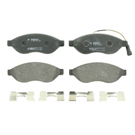 Bremsbelagsatz.Scheibenbremse Bremsbelagsatz vorne mit Einbauanleitung mit Feder mit Dämpfungsbelag passend für PEUGEOT BOXER (Y), Van, 04.2006 - BOSCH 0 986 494 581