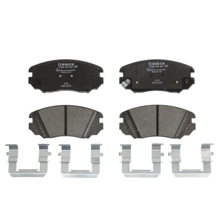 Set pastiglie freno.Freno a disco Set pastiglie freno anteriori con contrappesi di bilanciamento con attacchi a molla. CHEVROLET MALIBU OPEL OPEL INSIGNIA A Country Tourer (G09), Kombi, 07.2008 - 03.2017 BOSCH 0 986 494 632