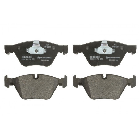 Juego de pastillas de freno. Juego de pastillas de freno de disco Delantero con bloqueo y ajuste de almohadilla amortiguadora. BMW 1 E81 1 E82 1 E87 1 E BMW 1 (3 puertas) I (E81), Hatchback, 09.2006 - 09.2012 BOSCH 0 986 494 705