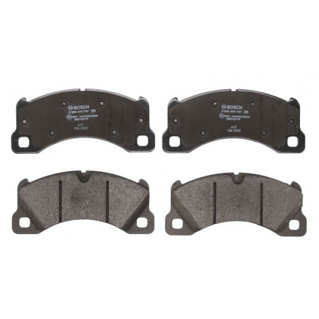 Set pastiglie freno a disco Set pastiglie freno anteriori con pastiglia smorzante. PORSCHE CAYENNE MACAN PANAMERA PAN PORSCHE CAYENNE (9YB), Vano, 01.2019 - BOSCH 0 986 494 787