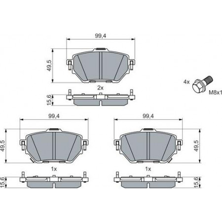 Bremsbeläge-Set. Scheibenbremse. Bremsbeläge-Set hinten passend. TOYOTA COROLLA YARIS 1.5-1.5H-1.6 01.19- BOSCH 0 986 460 066