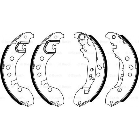Jeu de patins de frein adaptés. RENAULT CLIO II CLIO II HAYON TWINGO II TWINGO III SMART FORTWO 0.9-Électrique 06.05- RENAULT TWINGO III (BCM_), Berline, 09.2014 - BOSCH 0 986 487 921