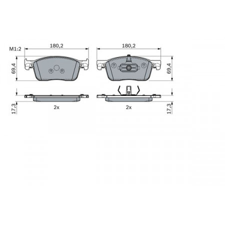 Set of brake pads.disc brake Set of brake pads Front fits. CITROEN JUMPY III SPACETOURER FIAT SCUDO ULYSSE OPEL VIVARO PEUGEOT EXPERT (V_), Van, 04.2016 - BOSCH 0 986 424 436