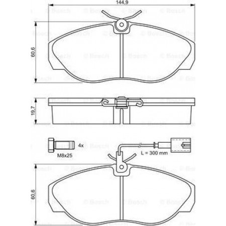 Remblokset PEUGEOT BOXER (230P), Bus, 03.1994 - 04.2002 BOSCH 0 986 424 556