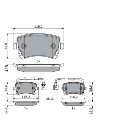 Jeu de plaquettes de frein à disque Le jeu de plaquettes de frein arrière avec plaquette d'amortissement s'adapte. BENTLEY CONTINENTAL VW PHAETON 3. BENTLEY CONTINENTAL (3W_, 394), Cabriolet, 06.2006 - BOSCH 0 986 424 057