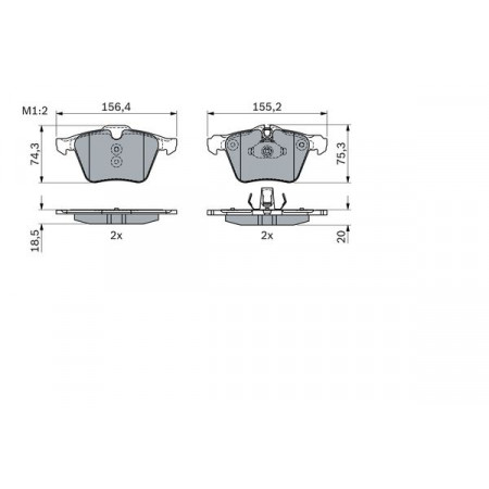 Set remblokken.schijfrem Set remblokken Voor past. JAGUAR F-TYPE XF I XF SPORTBRAKE XJ XK II 2.0-5.0 03.06- JAGUAR XJ (X351), Sedan, 10.2009 - BOSCH 0 986 424 125