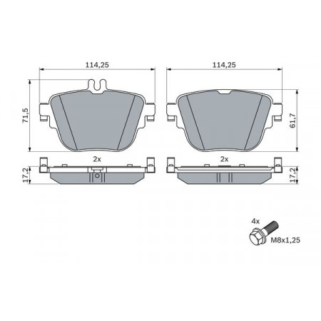 Conjunto de pastilhas de freio a disco Conjunto de pastilhas de freio traseiro se encaixa. MERCEDES CLS C257 E A238 E ALL-TERRAIN S213 E C238 E T-MODE MERCEDES-BENZ CLS (C257), Compartimento, 12.2017 - BOSCH 0 986 424 859