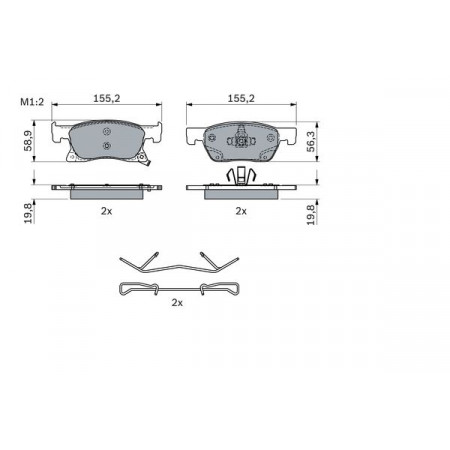 Set of brake pads.disc brake Set of brake pads Front fits. OPEL ASTRA K ASTRA K-KOMBI 1.0-1.6D 06.15- OPEL ASTRA K, Hatchback Van, 06.2015 - BOSCH 0 986 424 332