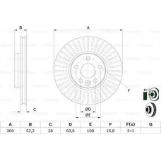 Disco de freio VOLVO XC70 CROSS COUNTRY (295), Touring, 10.1997 - 10.2007 BOSCH 0 986 479 974