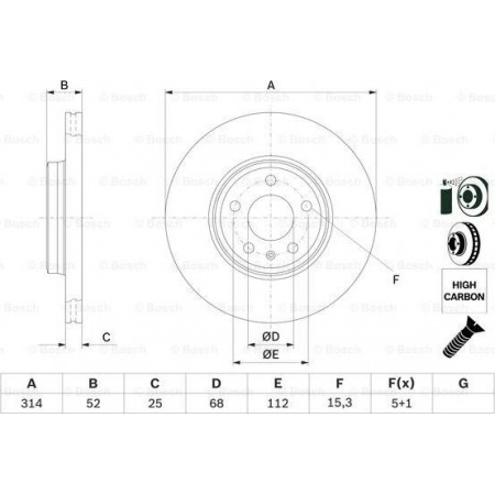 Disco freno AUDI A4 Avant IV (8K5, B8), Touring, 11.2007 - 12.2015 BOSCH 0 986 479 467