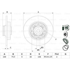 Brake disc PEUGEOT 308 II (LB_, LP_, LW_, LH_, L3_), Hatchback, 09.2013 - BOSCH 0 986 479 400