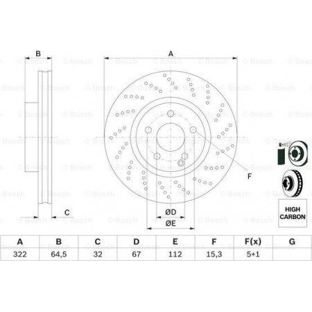 Brake disc MERCEDES-BENZ C-CLASS T-Model (S204), Touring, 08.2007 - 08.2014 BOSCH 0 986 479 408