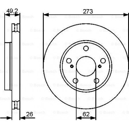 Disco de freno TOYOTA AURIS (_E15_), Hatchback Van, 03.2007 - 09.2012 BOSCH 0 986 479 425