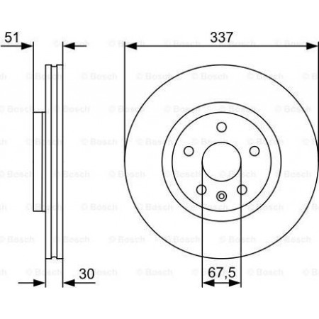 Remschijf SAAB 9-5 (YS3G), Sedan, 01.2010 - 01.2012 BOSCH 0 986 479 545