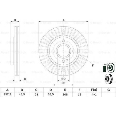Disco freno FORD KA+ (UK, FK), Hatchback, 08.2014 - BOSCH 0 986 479 566