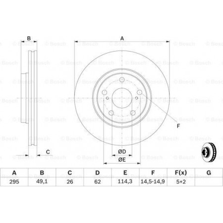 Bremsscheibe TOYOTA AVENSIS II (_T25_), Touring, 04.2003 - 11.2008 BOSCH 0 986 479 560