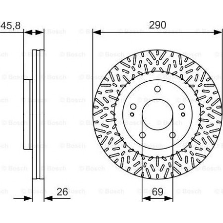 Disco freno anteriore destro-sinistro adatto. MITSUBISHI GRANDIS 2.0D-2.4 04.04-12.11 MITSUBISHI GRANDIS (NA_W), Furgone, 03.2003 - 12.2011 BOSCH 0 986 479 527