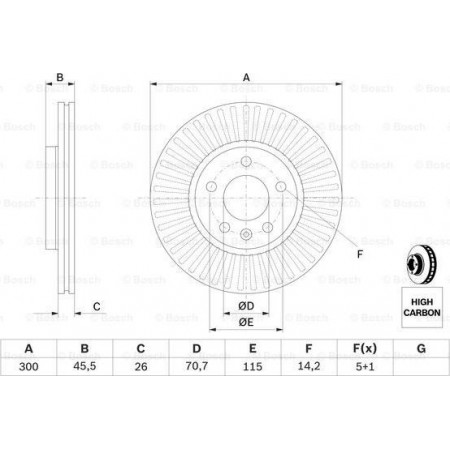 Remschijf OPEL ASTRA J (P10), Hatchback Van, 09.2009 - 10.2015 BOSCH 0 986 479 C56