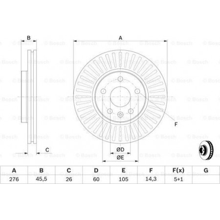 Remschijf OPEL ASTRA J (P10), Hatchback Van, 09.2009 - 10.2015 BOSCH 0 986 479 643