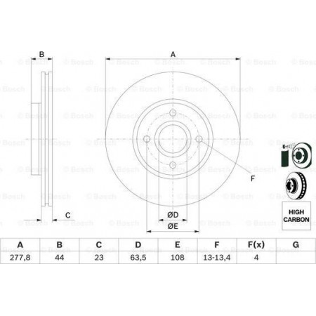 Disco freno FORD C-MAX II (DXA/CB7, DXA/CEU), Dubita, 04.2010 - BOSCH 0 986 479 659