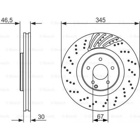 Bremsscheibe MERCEDES-BENZ SLK (R171), Cabrio, 03.2004 - 12.2011 BOSCH 0 986 479 651
