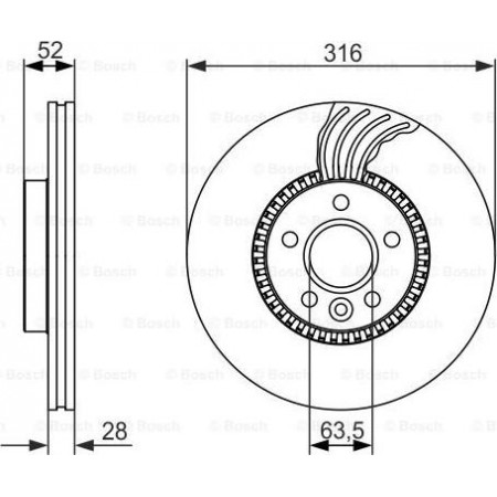 Bremsscheibe VOLVO V70 III (135), Touring, 04.2007 - BOSCH 0 986 479 C19
