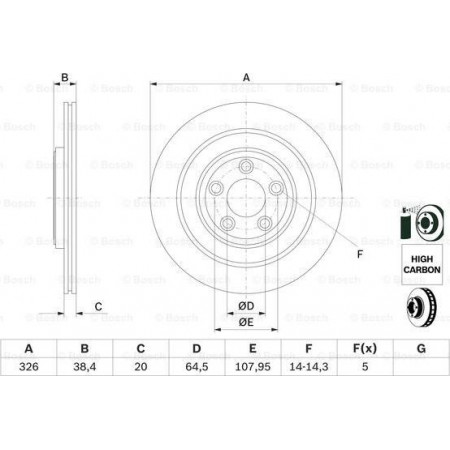 Disco freno JAGUAR XK (X150), Cabriolet, 03.2006 - 07.2014 BOSCH 0 986 479 628