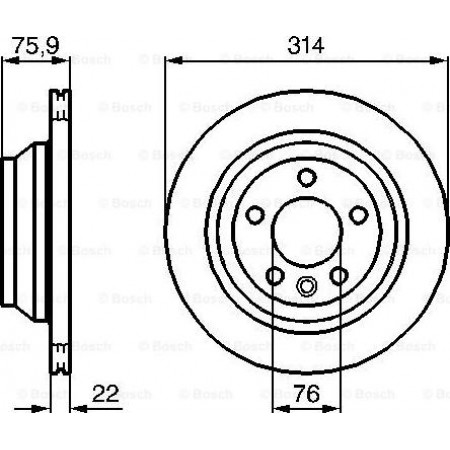 Disco de freno VW TRANSPORTER V (7JD, 7JE, 7JL, 7JY, 7JZ, 7FD), Bastidor de soporte, 04.2003 - 08.2015 BOSCH 0 986 479 B72