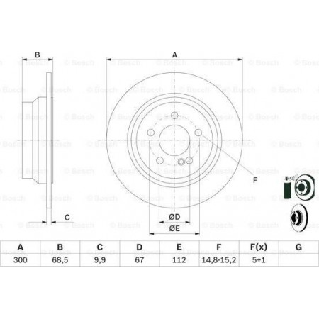Brake disc MERCEDES-BENZ E-CLASS T-Model (S211), Touring, 02.2003 - 07.2009 BOSCH 0 986 479 041