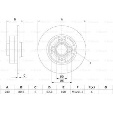Remschijf RENAULT MEGANE I Classic (LA0/1_), Sedan, 09.1996 - 08.2008 BOSCH 0 986 479 007