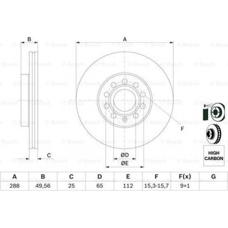 Disco freno AUDI A3 II (8P7), Cabriolet, 04.2008 - 05.2013 BOSCH 0 986 479 088