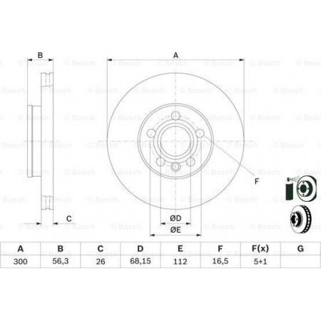 Brake disc VW TRANSPORTER IV (70XD), Support frame, 07.1990 - 04.2003 BOSCH 0 986 479 037