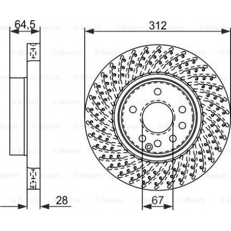 Bremsscheibe MERCEDES-BENZ E-KLASSE T-Modell (S211), Touring, 02.2003 - 07.2009 BOSCH 0 986 479 072