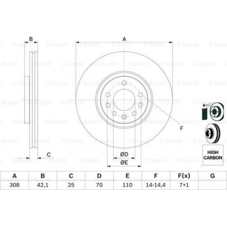 Brake disc OPEL VECTRA B (J96), Touring, 11.1996 - 07.2003 BOSCH 0 986 479 113