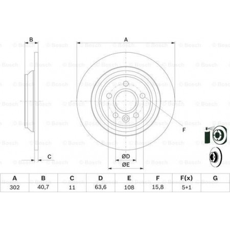 Brake disc VOLVO V70 II (285), Touring, 11.1999 - 12.2008 BOSCH 0 986 479 397