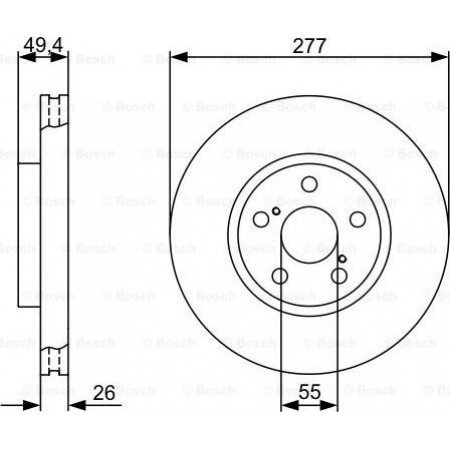 Bremsscheibe TOYOTA AVENSIS II (_T25_), Touring, 04.2003 - 11.2008 BOSCH 0 986 479 340