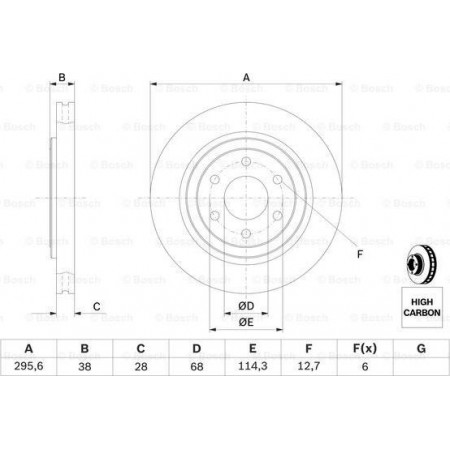 Disco freno NISSAN NP300 NAVARA (D40), Telaio di supporto, 08.2008 - BOSCH 0 986 479 356