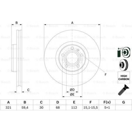 Bremsscheibe vorne rechts-links passt. AUDI A6 ALLROAD C6 A6 C6 A8 D3 2.0-5.0 10.02-08.11 SAAB 9-5 (YS3E), Touring, 10.1998 - 12.2009 BOSCH 0 986 479 300