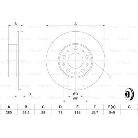 Disque de frein PEUGEOT BOXER (Y), Autobus/Autocar, 09.2005 - BOSCH 0 986 479 B99
