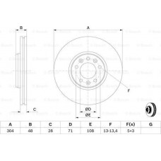 Bremsscheibe PEUGEOT 407 SW (6E_), Kombi, 08.2004 - 12.2010 BOSCH 0 986 479 C53