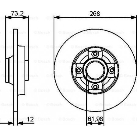 Brake disc PEUGEOT 308 SW I (4E_, 4H_), Touring, 09.2007 - 10.2014 BOSCH 0 986 479 383